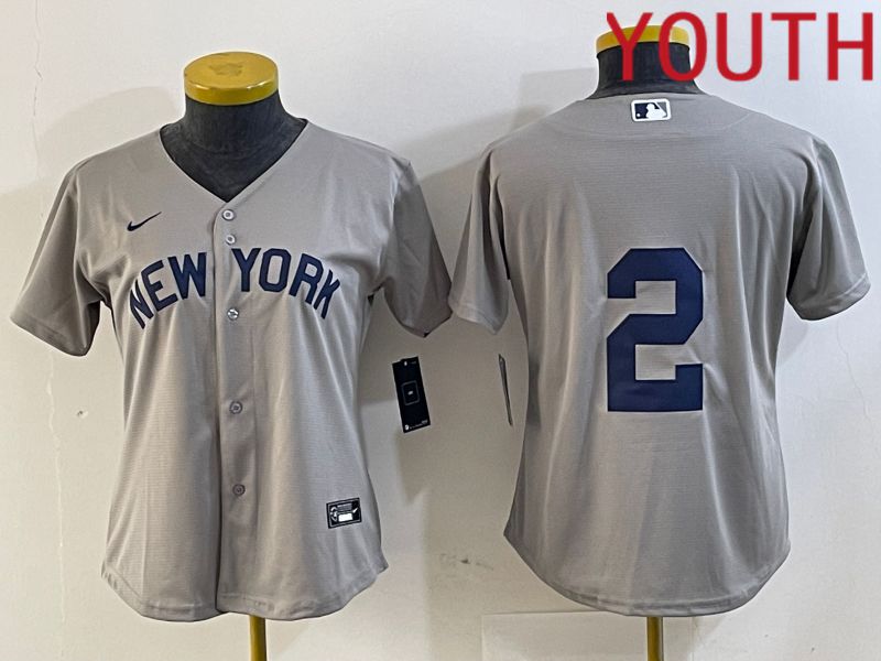 Youth New York Yankees #2 No name Grey Nike Game 2024 MLB Jersey style 7->cincinnati reds->MLB Jersey